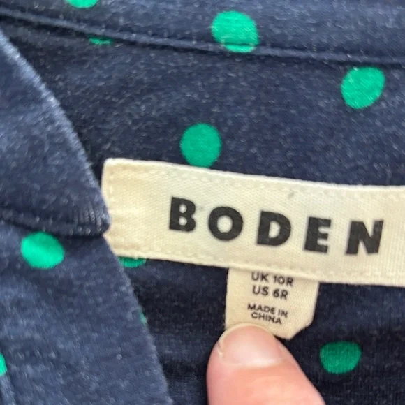 Boden Navy and green Long Sleeve Dress - Picture 7 of 8